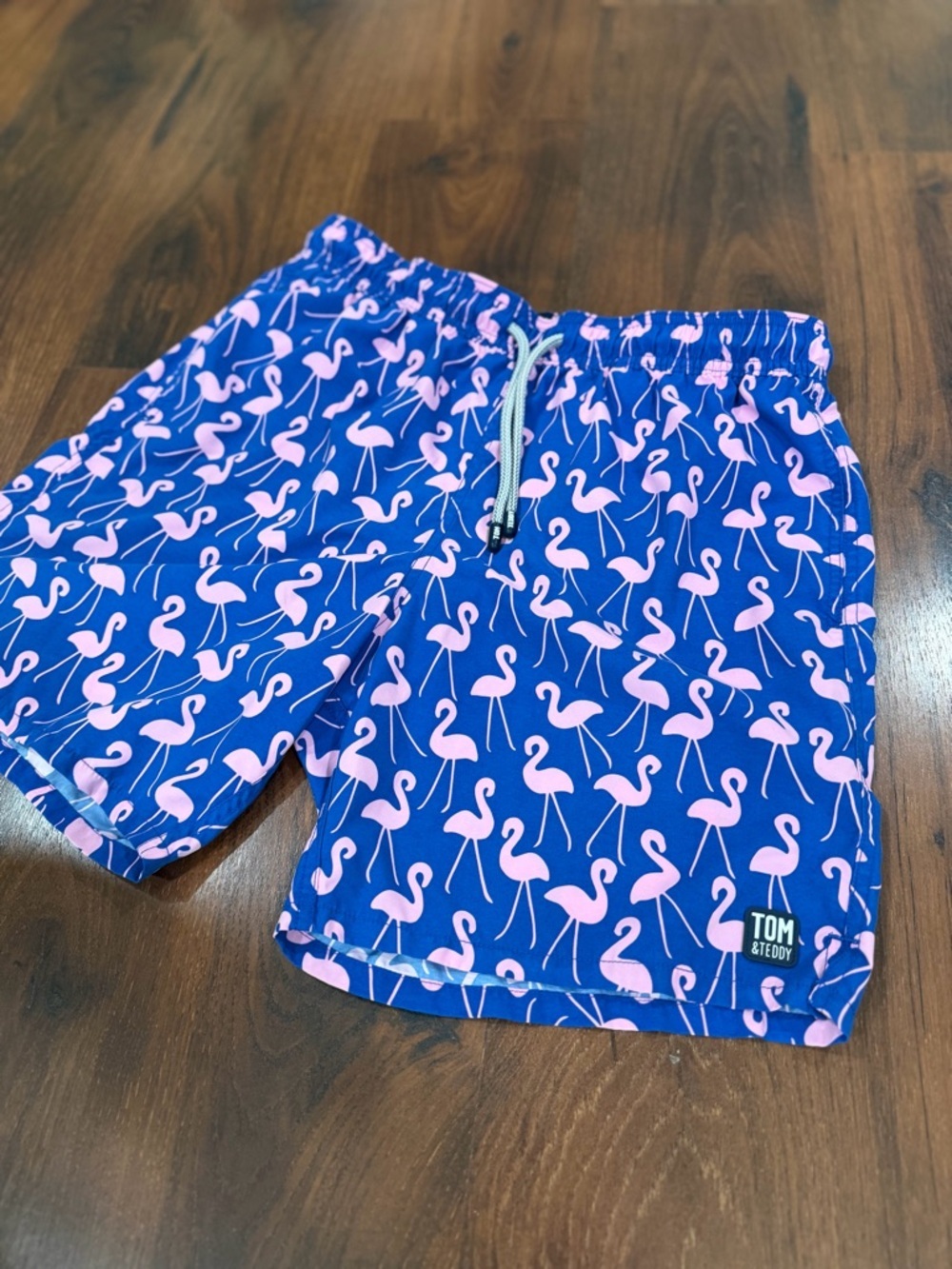 Tom & Teddy Men's Swim Trunks Blue Flamingo Size L - Picture 2 of 8